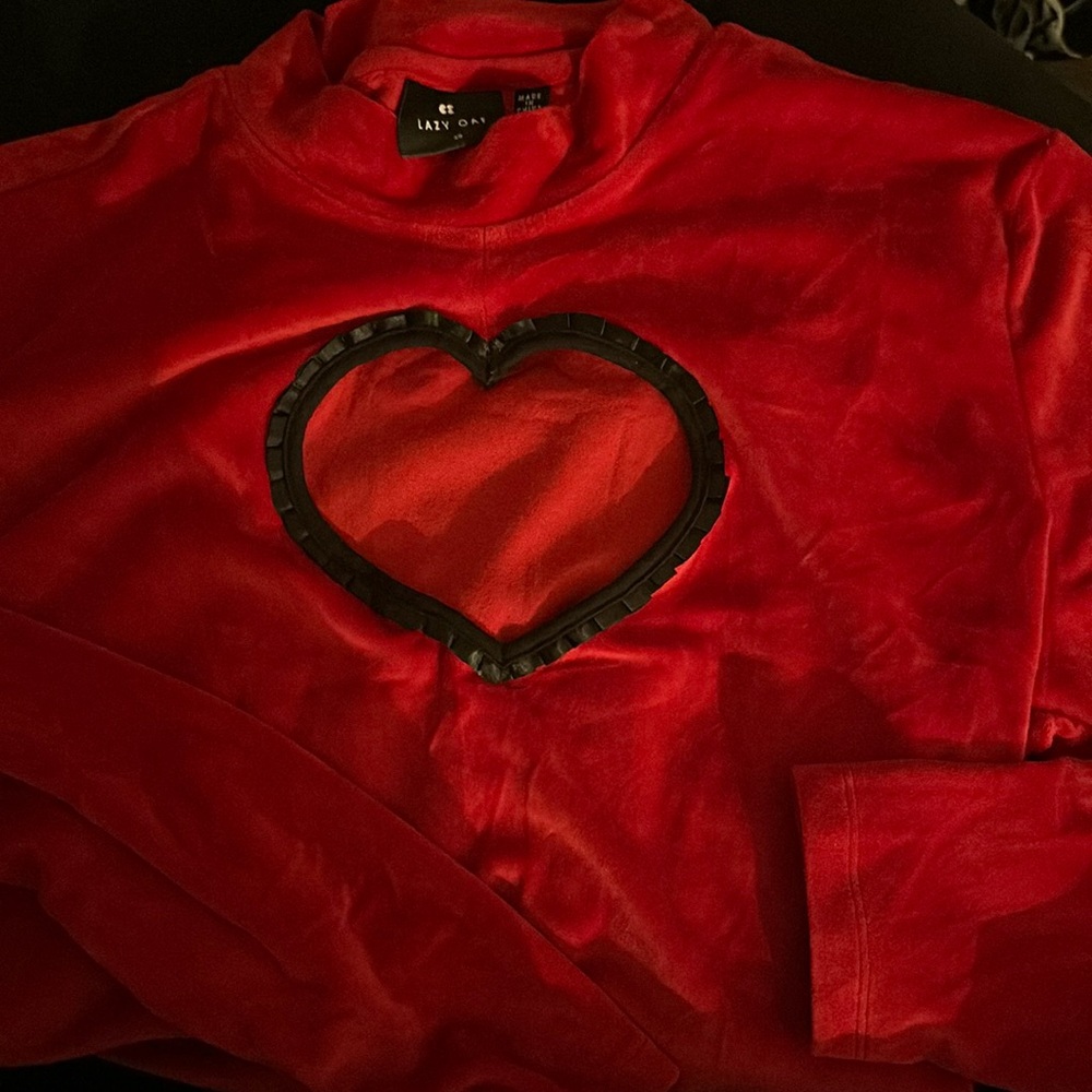Lazy oaf velour velvet heart cutout bodysuit UK12 US8